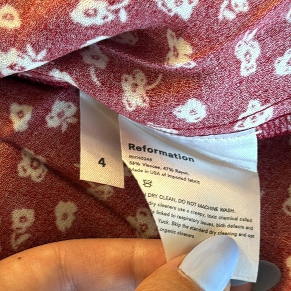 Reformation Lindsey Red Floral Dress Size 4 - Picture 8 of 8